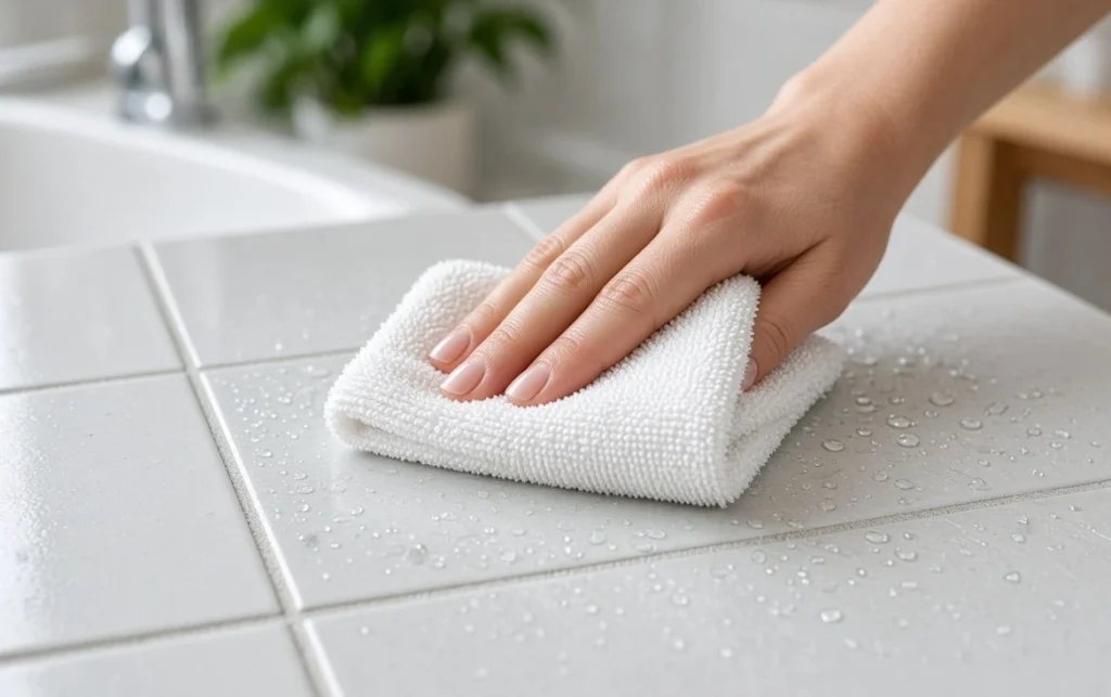 Wipe or Lightly Agitate the Grout